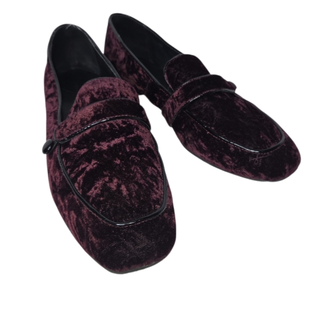 Donald J Pliner Haven Wine Red Crushed Velvet Loafers Flats Size 8.5 - Picture 2 of 11